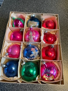 12 ORNAMENTI in vetro per albero di Natale vintage, - Foto 1 di 9