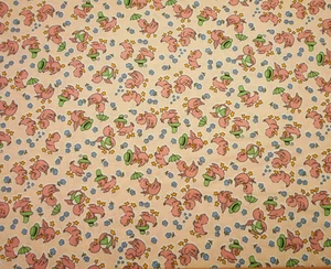 Baby Stoff 7/8 Yard rosa Enten grün Hüte Kugeln blau Blumen auf beige Baumwolle B C - Bild 1 von 2