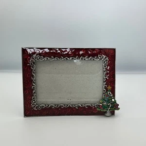 Christmas Picture Frame Red Poinsettia Holiday Tree Photo Decor - Picture 1 of 6