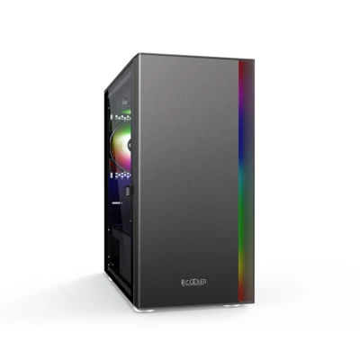 PcCooler PLATINUM LM300 ARGB windowed side panel TG micro ATX Case Black - Image 1 of 2