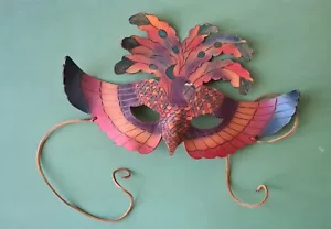 Pfau Venezianische Maske Ledermaske Venedig Handarbeit NEU Signatur Fest Theater - Bild 1 von 5