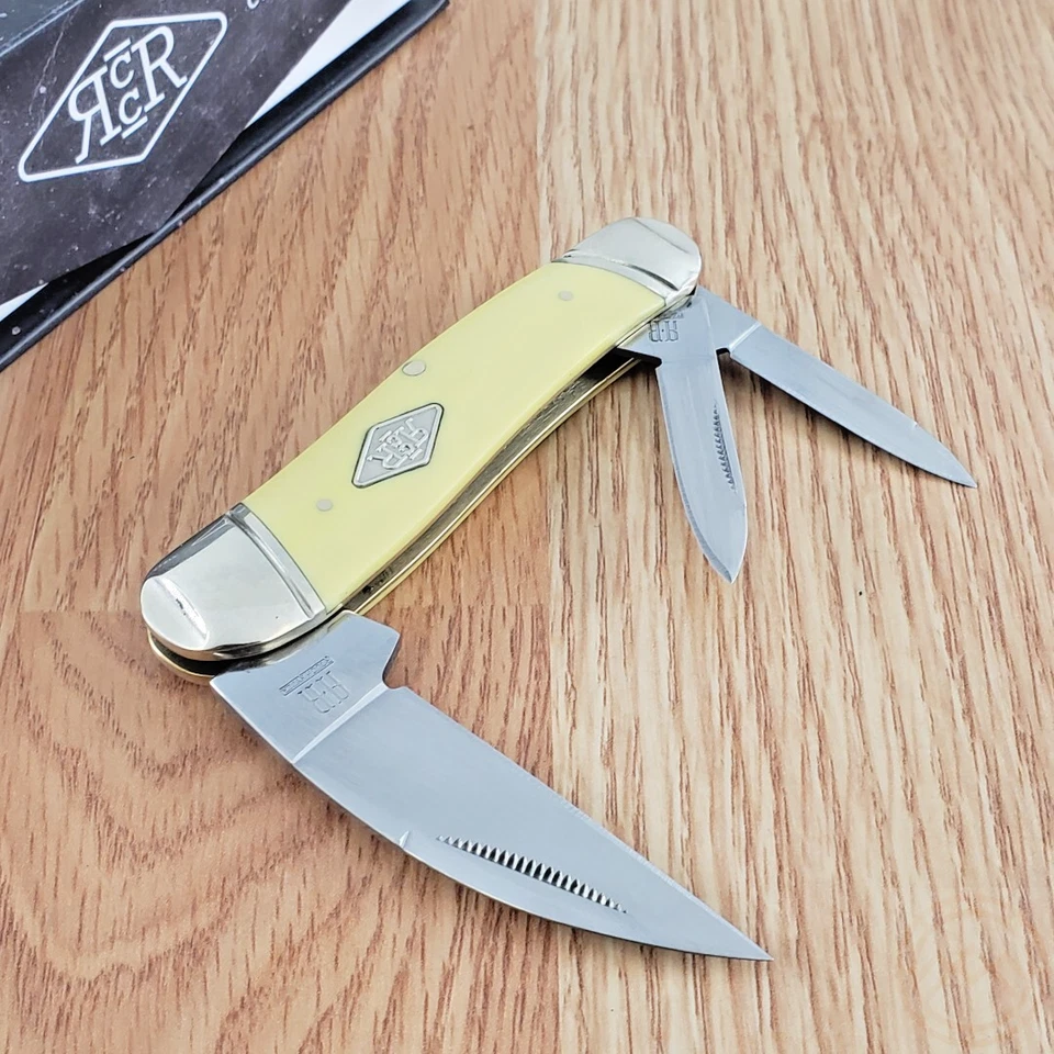 Rough Rider Rr1741 Carbon Yellow Swayback 3 Blade Folding Pocket Knife