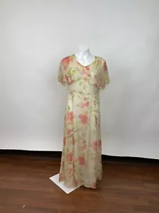 Vintage 1930s Silk Acetate Floral Gown with Scalloped Cape Collar AS IS - Picture 1 of 9