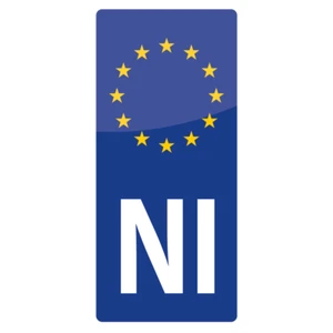 Paquete de 2 pegatinas de vinilo para matrícula con insignia euro de motocicleta NI Irlanda del Norte - Imagen 1 de 1