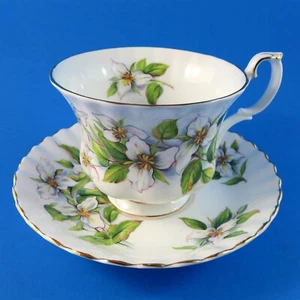 Royal Albert White Trillium Tea Cup and Saucer Set - Picture 1 of 3