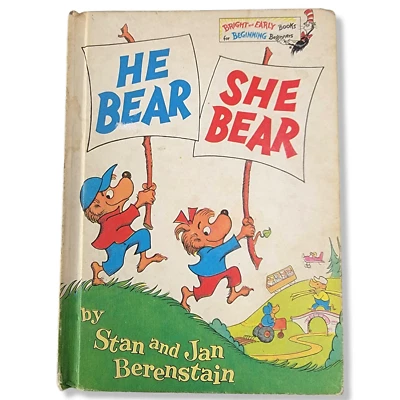 Vintage He Bear She Bear Book By Stan & Jan Berenstain Hardcover Dr. Seuss 1974 - Image 1 of 4