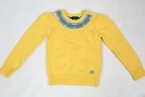 Girl's size 6 POLO Ralph Lauren Fairisle Yoke Yellow Scalloped Pullover Sweater - Picture 1 of 5