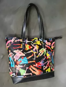 Sydney Love Tote Shoulder Bag Purse Black Bright Multicolor Pattern - Picture 1 of 9