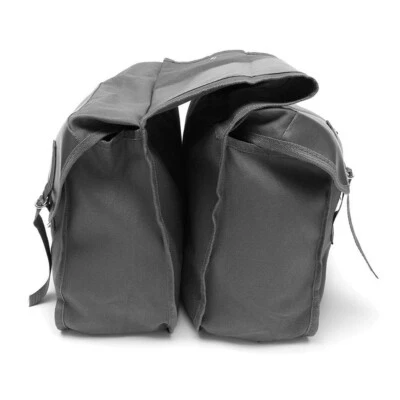 Motorcycle Tail Bag Motorbike Saddle Seat Luggage Package Canvas Leather Black - Image 1 of 4