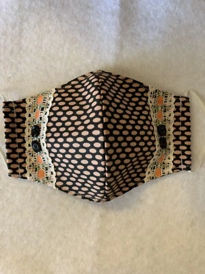 Handmade Face Mask With Lace & Buttons, Ooak, Classy, Elegant, Formal, Shabby - Image 1 of 4