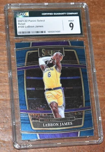 2021-22 Panini Select Blue LeBron James #100 Beautiful NBA Card - CGC 9 Mint - Picture 1 of 2