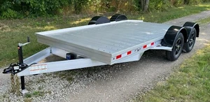 NEW_2025 16 FT ALUMINUM_Open_Car_Hauler Flatbed 7,000 LBS Ramps Torsion Axles, - Picture 1 of 15