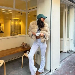 NEU Mode Damen Echt Fuchspelz Kurzmantel Winter Flauschige Jacken Khaki Mantel - Bild 1 von 12