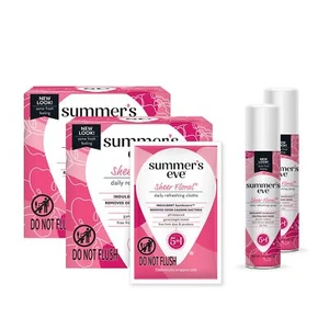 Summer's Eve Sheer Floral Daily Refreshing 16 ct Feminine Wipes & Spray Kit 2 ea - Picture 1 of 8