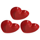  3 Pcs Heart Shaped Plate Table Decoration Snack Chinese Red