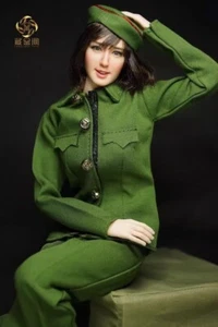 1/6 Female Green Military Girl Uniform Set Fits 12" Ph Tbl Action Figure Body - Picture 1 of 11