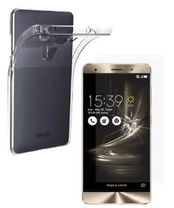 For ASUS ZENFONE 3 DELUXE TEMPERED GLASS SCREEN PROTECTOR + CLEAR TPU CASE COVER - Picture 1 of 12