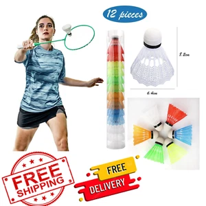12x Colorful Plastic Shuttlecocks – Training Badminton Foam Balls for Outdoor Sp - Picture 1 of 9