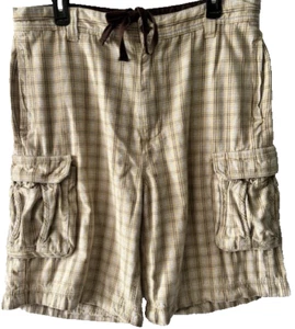 Ecko Unltd. Men's Cargo Shorts Brown White Striped Cargo Pockets Cotton Sz 36 - Picture 1 of 6