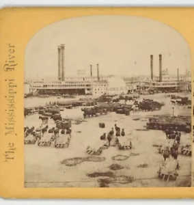 Vaporiera Robert E. Lee at Levee New Orleans LA Stereoview c1870 - Foto 1 di 4