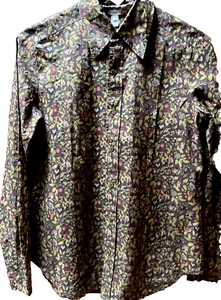 Dosa 100 % Baumwolle braun Paisley Langarmbluse Größe 1 Made in USA - Bild 1 von 9