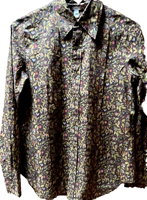 Dosa 100% Cotton Brown Paisley Long-Sleeved Blouse Size 1 Made in USA - Image 1 of 4