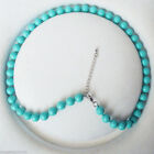 Beautiful 8/10Mm South Sea Turquoise Blue Shell Pearl Round Beads Necklace 18''
