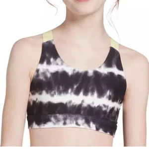 DSG Girls' Printed Core Performance Bra Stripe, Dye Black, XS - Picture 1 of 2