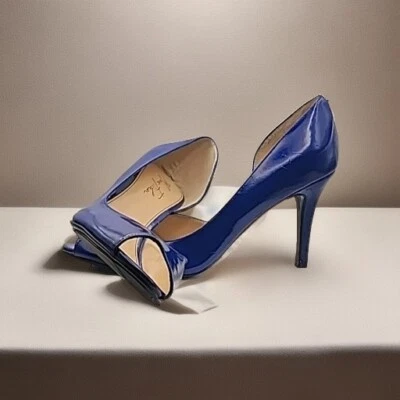 Y2K Marc Fisher Mujer Talla 11 EU 42 "Joey" Eléctrico Azul Peep Toe Bomba Patente Foto 1 de 4