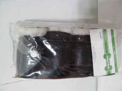 NIP Wag-a-Tude Dog Black Boots w/White Fur lining on top Sz Large Ret $19.99 - Image 1 of 4