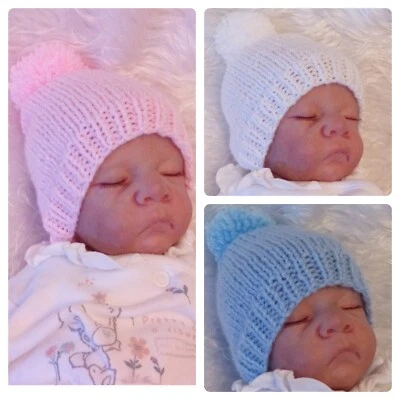 Premature/Tiny Baby Pompom Bobble Hat & Mittens