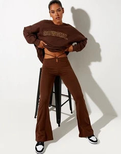 MOTEL ROCKS Brown Sekar Flared Trousers in Cocoa Medium Rrp £32 - Picture 1 of 4
