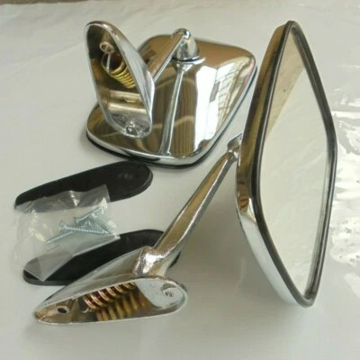 For Peugeot 304 402 403 404 504 Black Rim Chrome Fender&Door Side RH/LH Mirrors  - Image 1 of 4