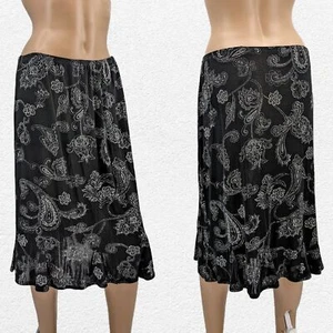 Vintage 1990s Lifestyle Studios Skirt Black Floral Glitter Paisley Whimsygoth M - Picture 1 of 7
