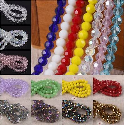 100pcs 6mm Round Sphere Ball Faceted Crystal Glass Loose Spacer Craft Beads lot - Image 1 of 4