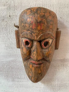 Máscara tribal arte vintage hecha a mano tallada a mano madera decoración del hogar indio Mukhota - Imagen 1 de 11