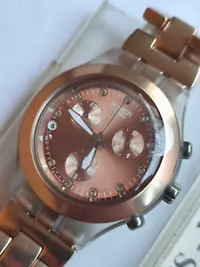 SWATCH+DIAPHANE CHRONO+SVCK4047AG FULL BLOODED CARAMEL+NEW/NEW - Picture 1 of 2