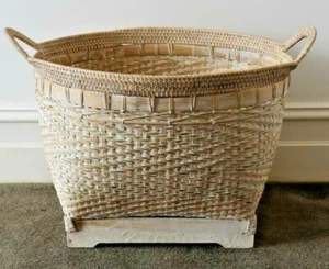 Basket, small, handmade, rattan, white wash, storage, decorative, home decor - Picture 1 of 4