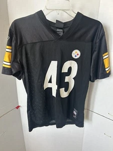 Reebok NFL Black Pittsburgh Steelers Troy Polamalu #43 Youth Large L (14-16) - Picture 1 of 8