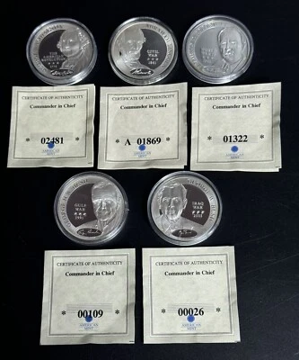 Commander in Chief RARE Set of 5 Silverplate Comm. Coins - Image 1 of 4
