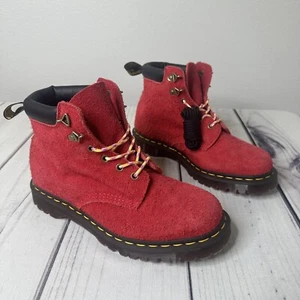 NEW! Dr. Martens 939 Ben Long Nap Suede Hiker Combat Boots RED Sz Women 10 Men 9 - Picture 1 of 9