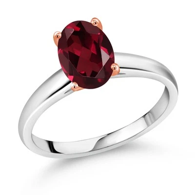 2.00 Ct Oval Red Rhodolite Garnet 10K White and Rose Gold Ring - Image 1 of 4