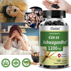 KSM-66 Ashwagandha 1200 mg Ergänzungsmittel für Muskelwachstum und Kraft - Bild 1 von 12