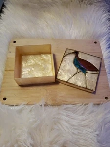 Caja madreperla vintage con caja de baratija grúa. Ec.  ¡¡Impresionante pieza!!! - Imagen 1 de 8