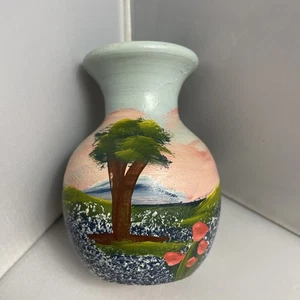 Kunstkeramik Vase handbemalt Bluebonnet Made in Texas kleine 3,75" Knospenvase - Bild 1 von 10
