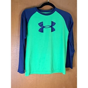 Boys Under Armour Blue and Green Long Sleeve Shirt Size M  - Picture 1 of 7