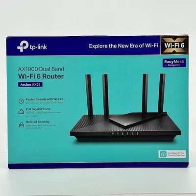 TP-Link Archer AX21 AX1800 Dual-Band Mesh Wi-Fi 6 Router Black Open Box - Image 1 of 4
