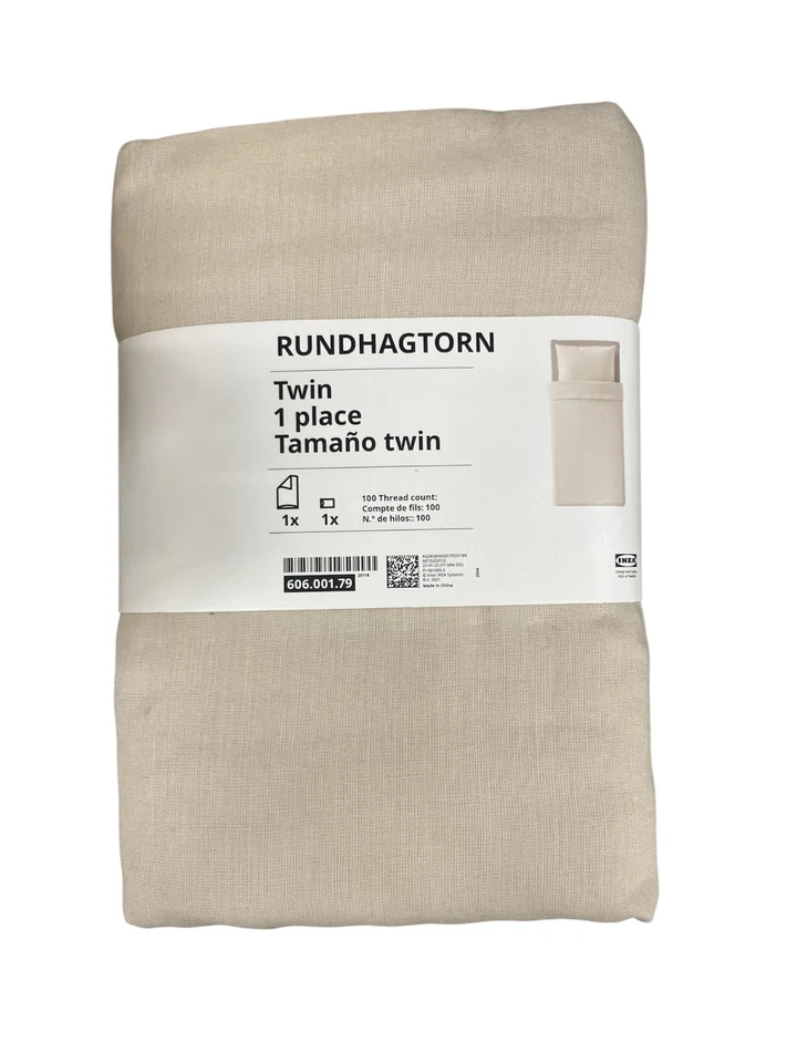 New IKEA RUNDHAGTORN Twin Duvet Cover & Pillowcase Beige 606.001.79 - Image 1 of 1
