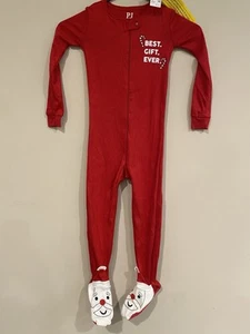 The Children's Place Girl Santa Footie Pajamas NWT 4T Boy Christmas Holiday New - Picture 1 of 3
