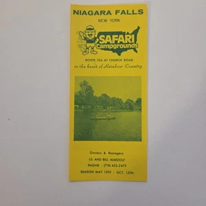 Folleto Campamentos SAFARI NIAGARA FALLS Nueva York Camping Vintage - Imagen 1 de 4